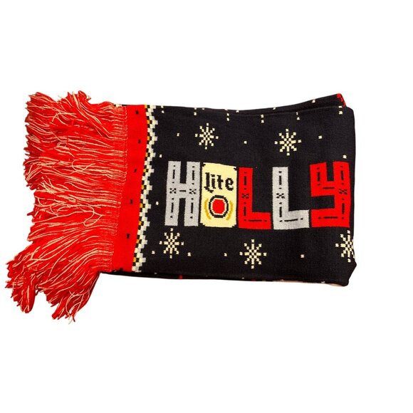 Miller Lite Ugly Christmas Scarf Fringe Knit Winter Headband Set - Picture 3 of 5